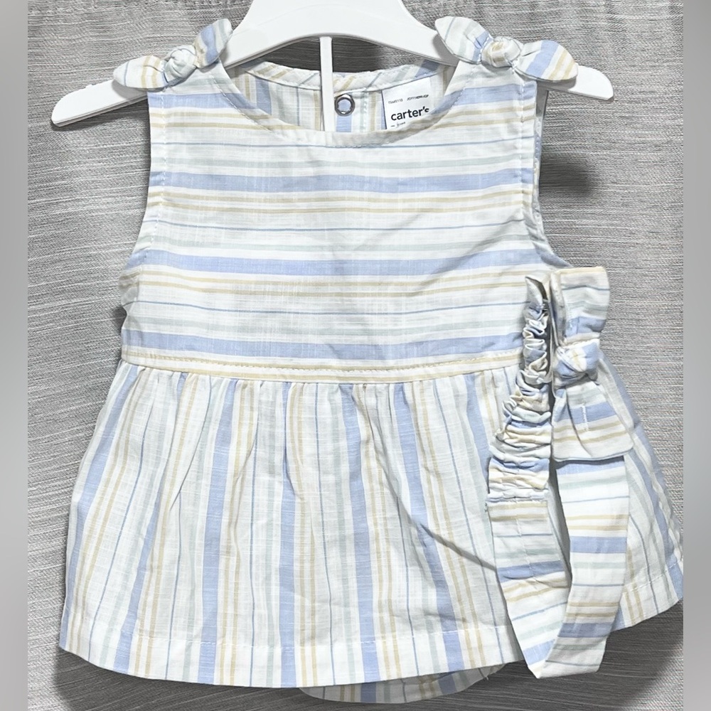 Carter's Sleeveless Striped Dress with Bloomer and Headband Size 3M NWT
